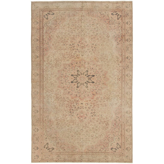 Hand-knotted Antalya Vintage Cream Wool Soft Rug