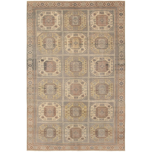 Hand-knotted Antalya Vintage Light Khaki Wool Soft Rug