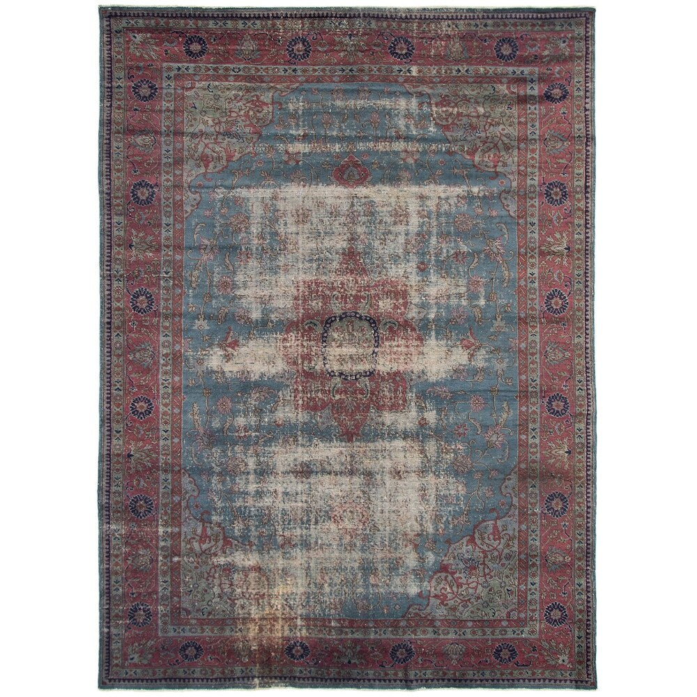 Hand-knotted Color Transition Denim Blue Wool Rug - 8'3 x 11'7