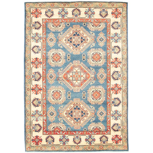 Hand-knotted Finest Gazni Blue Wool Soft Rug