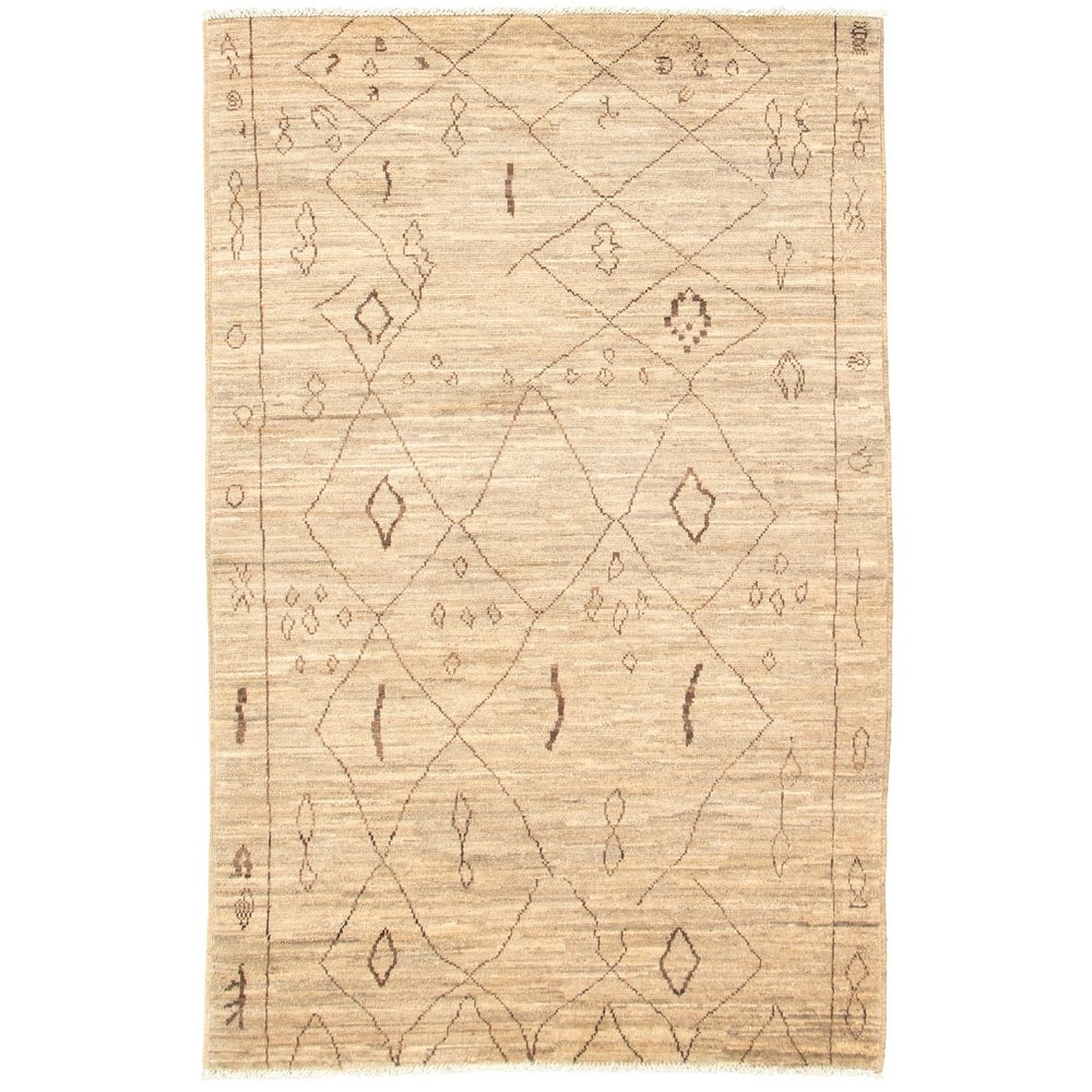 Hand-knotted Marrakech Tan Wool Soft Rug
