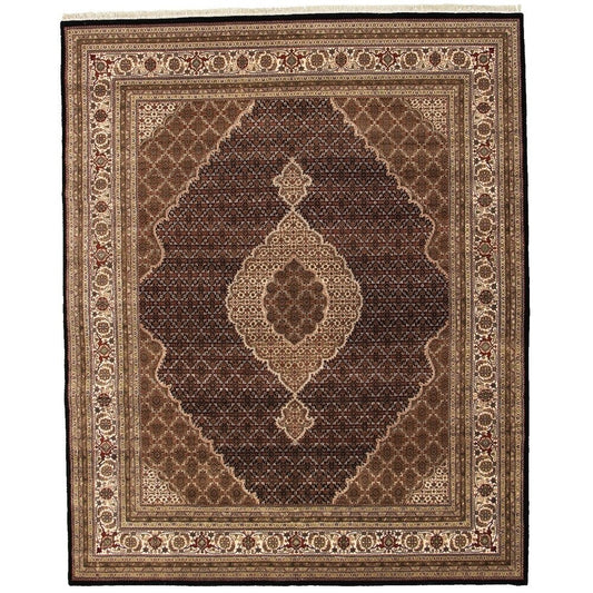 Hand-knotted Tabriz Haj Jalili Black Wool Soft Rug