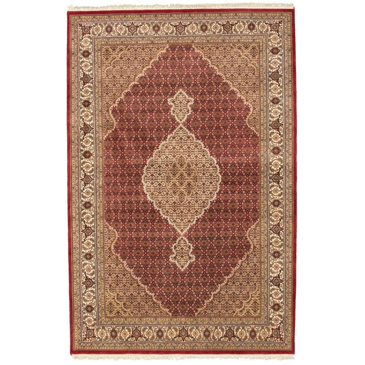 Hand-knotted Tabriz Haj Red Wool Soft Rug