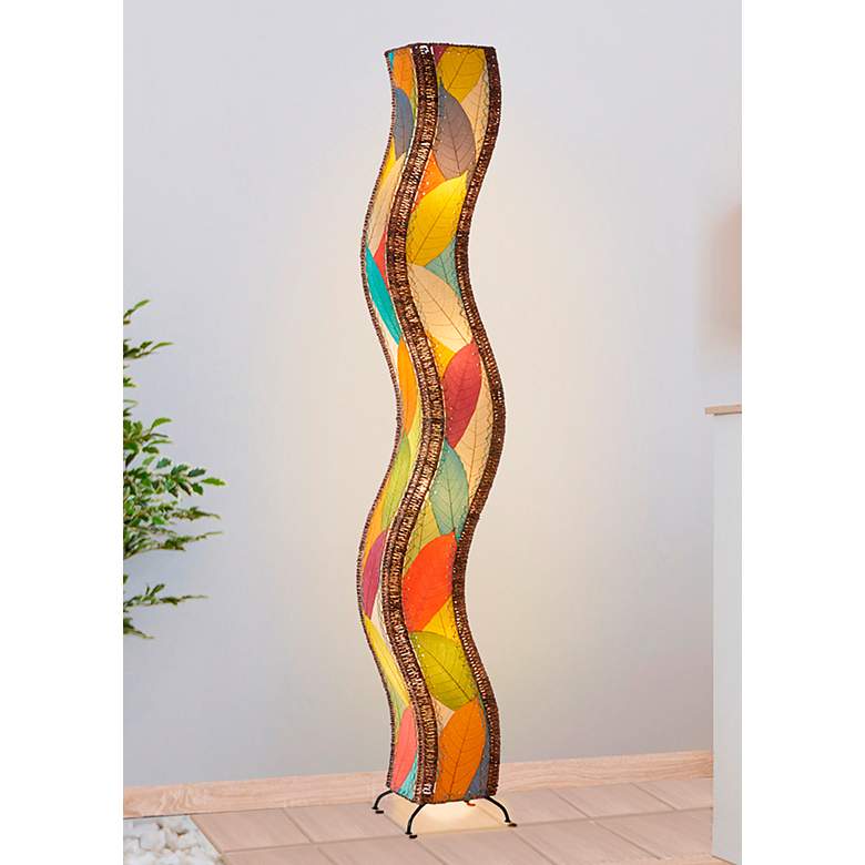 Eangee Wave Cocoa Leaves Giant Tower Floor Lamp