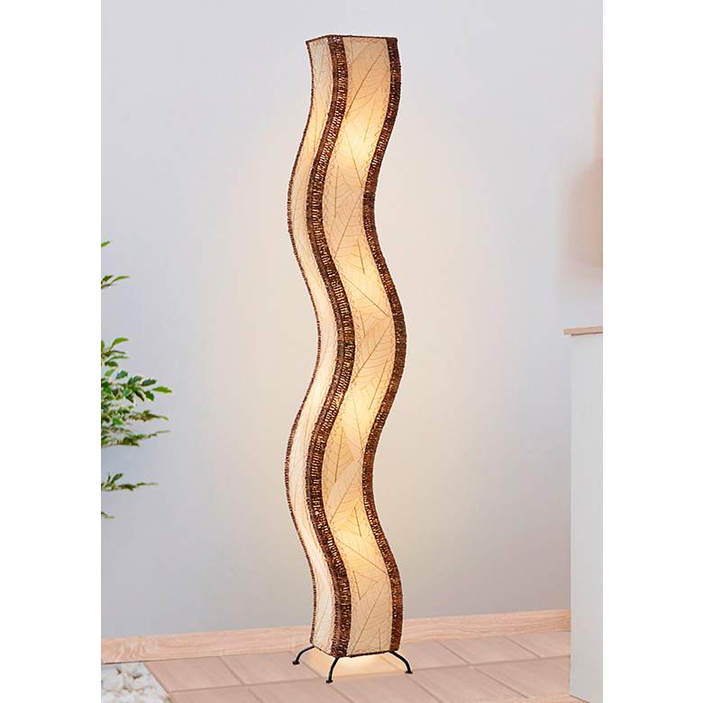 Eangee Wave Cocoa Leaves Giant Tower Floor Lamp