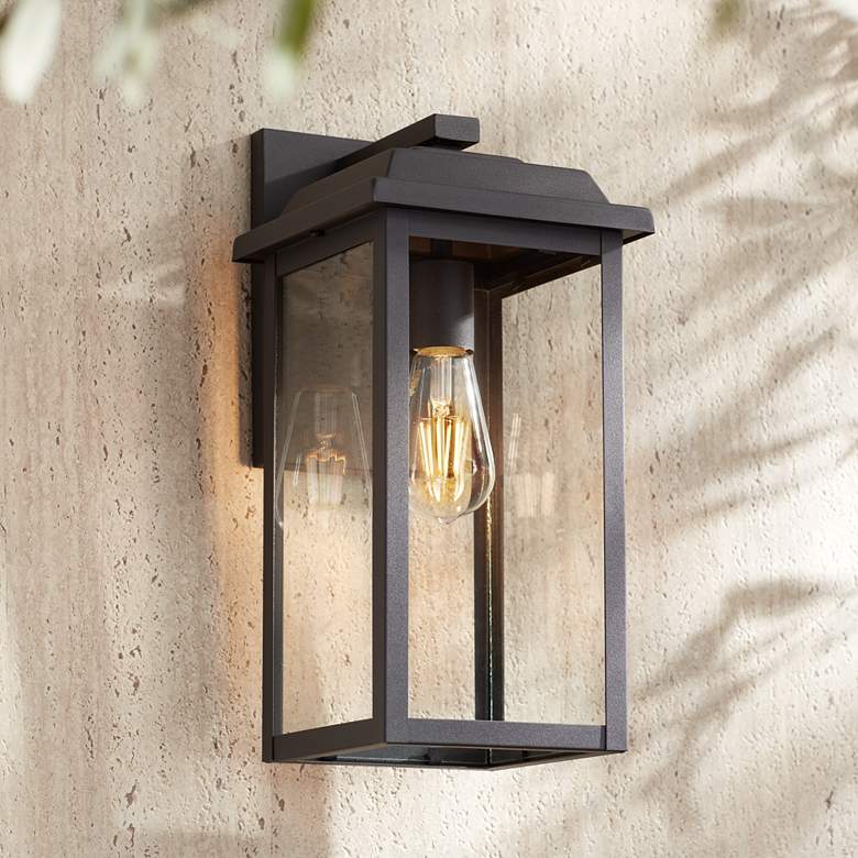 Eastcrest 15 1/4" High Textured Black Finish Steel Outdoor Wall Light