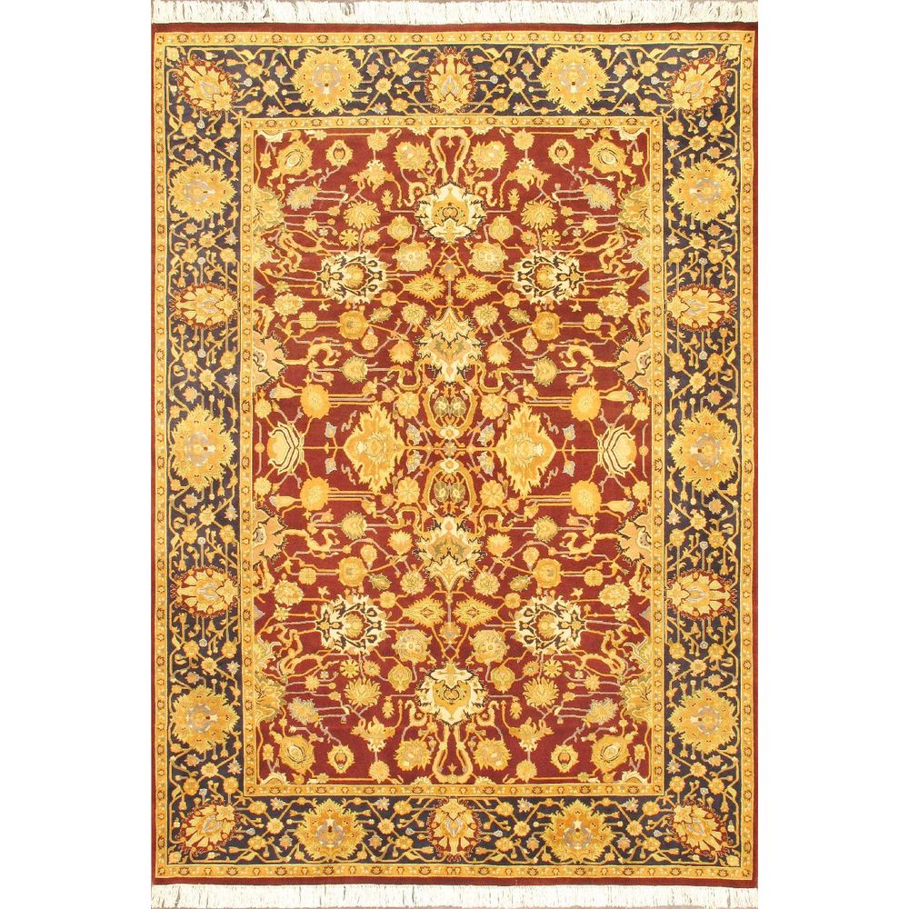 Hand-knotted Double Knot Navy, Red, Wool Soft Rug