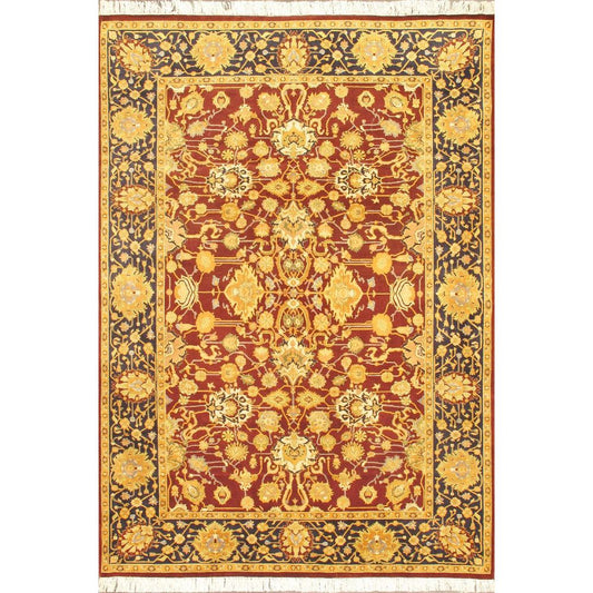 Hand-knotted Double Knot Navy, Red, Wool Soft Rug