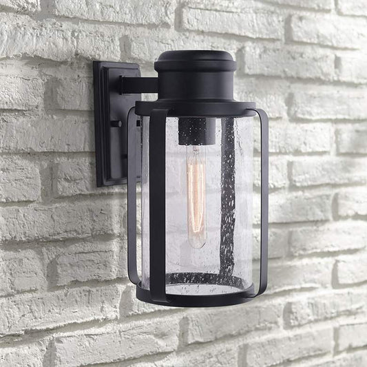 Eglo Abner 14 1/2" High Matte Black Outdoor Wall Light