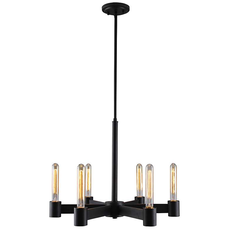 Eglo Broyles 22" Wide Matte Black Modern Industrial Chandelier