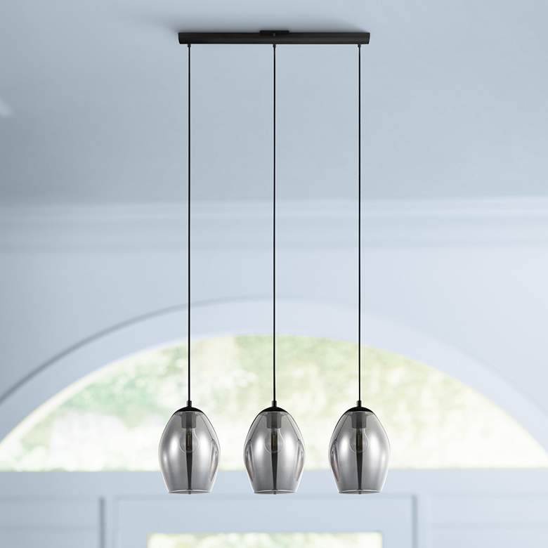 Eglo Estanys 7 1/2" Wide Matte Black 3-Light Pendant Light