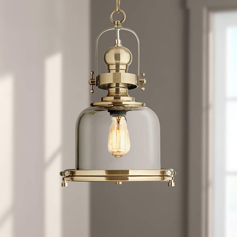 Elida Antique Brass 11" Wide Chrome Glass Mini Pendant Light