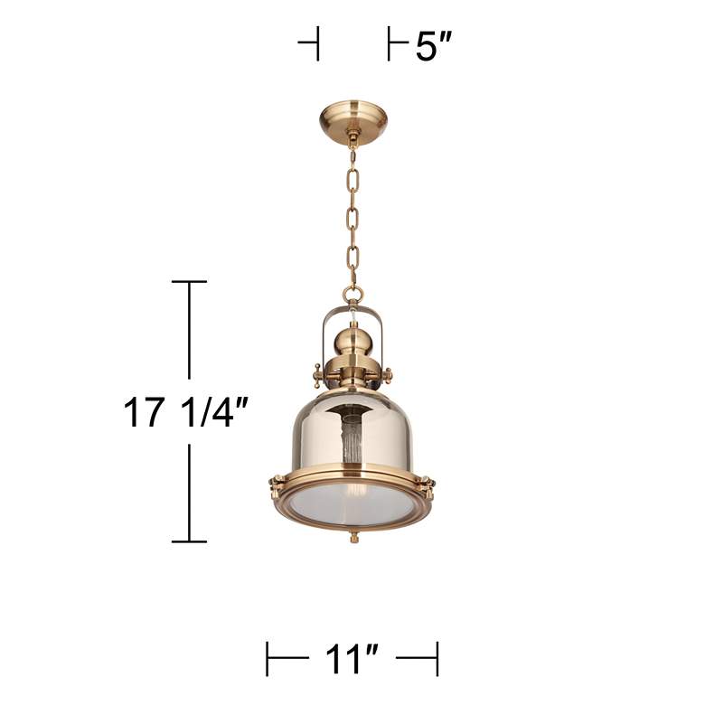Elida Antique Brass 11" Wide Chrome Glass Mini Pendant Light