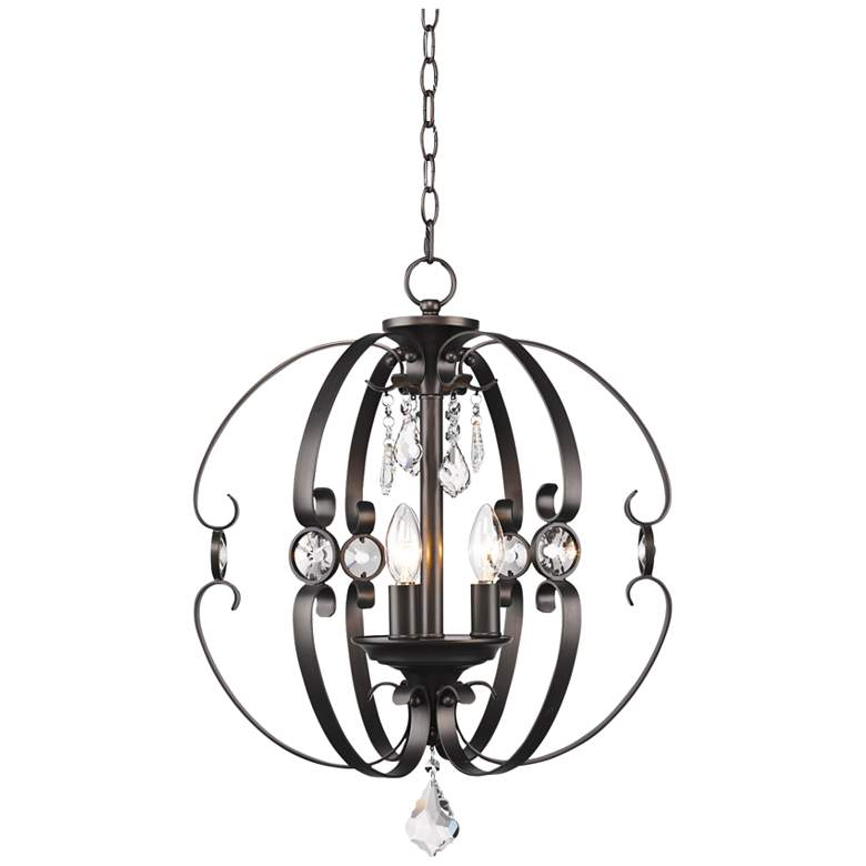 Ella 18"W Etruscan Bronze Open Sphere Foyer Pendant