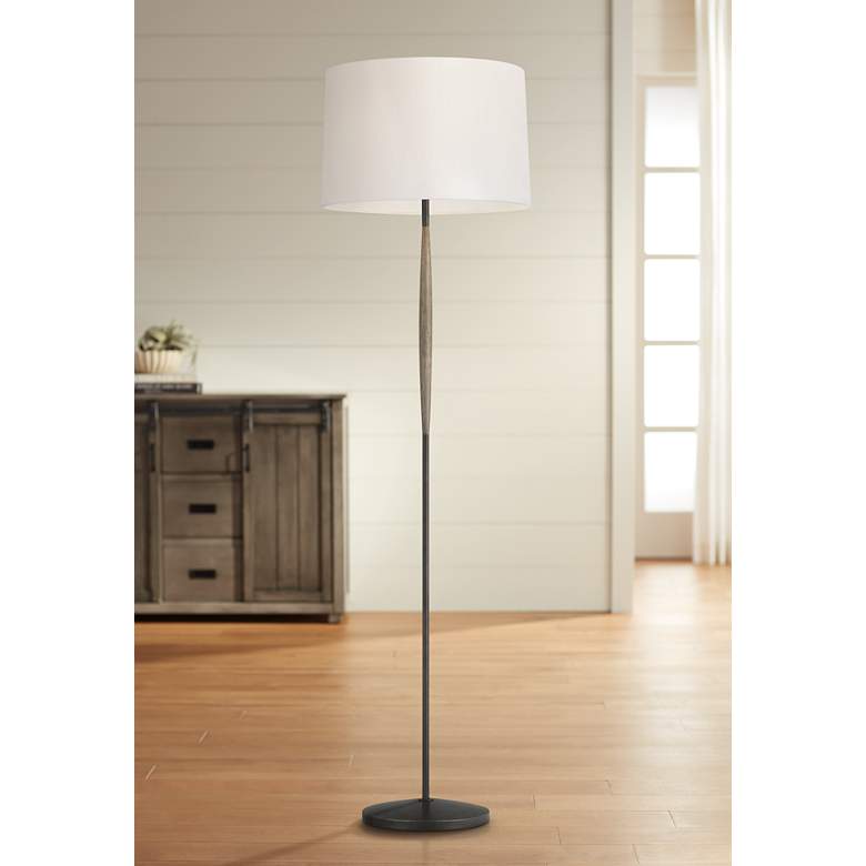 Ellen DeGeneres Ferrelli Weathered Oak Wood and Aged Pewter LED Floor Lamp