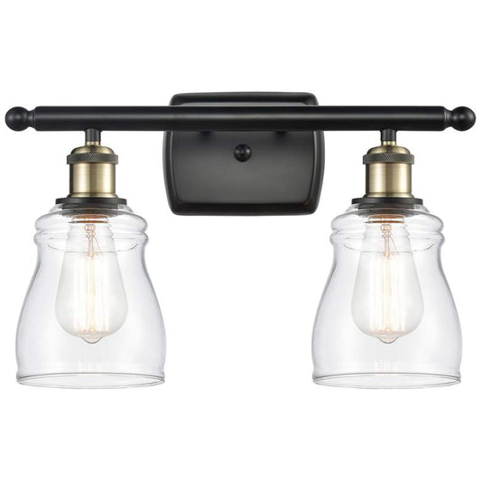 Ellery 2 Light 16" LED Bath Light - Black Antique Brass - Clear Shade