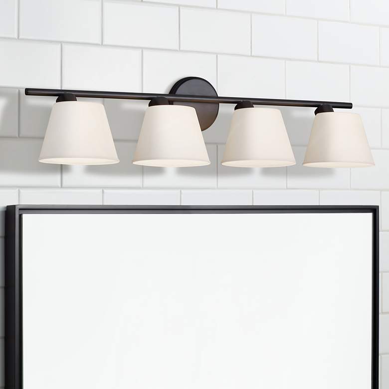 Envoy 32 3/4" Wide Matte Black White 4-Light Bath Light