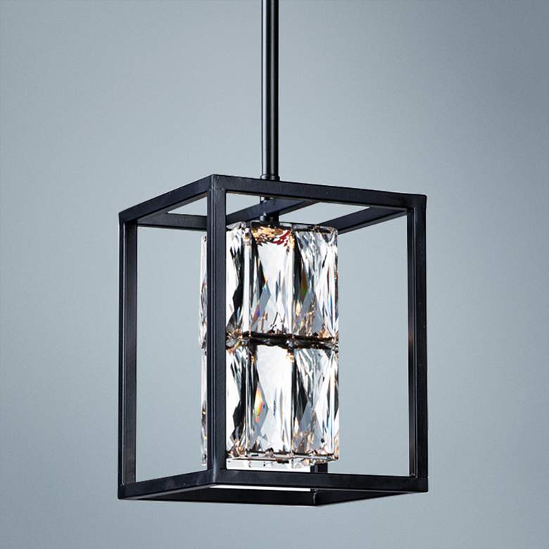 ET2 Zephyr 6" Wide Black Crystal LED Mini Pendant Light