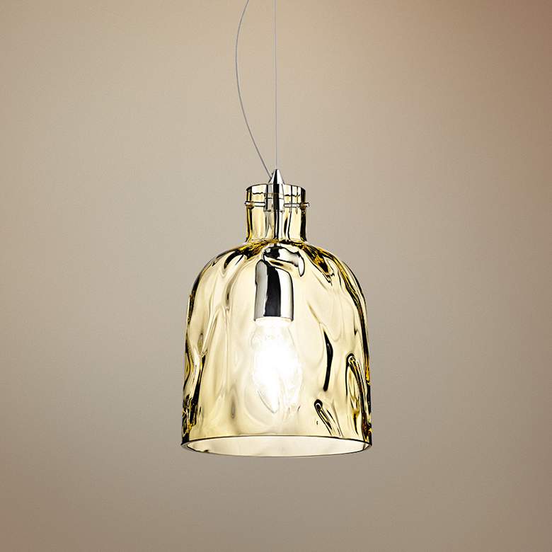 Eurofase Ponti 6" Wide Chrome and Amber Glass Mini Pendant