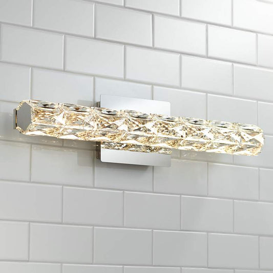 Evie 24" Wide Chrome and Crystal LED Bath Bar Light