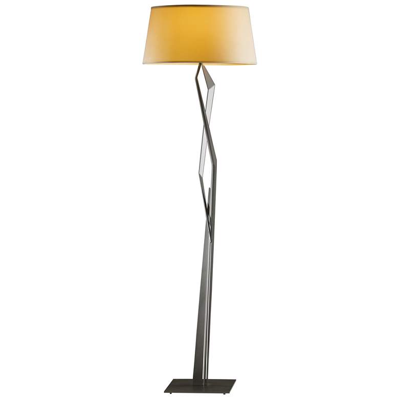 Facet Floor Lamp - Dark Smoke Finish - Doeskin Suede Shade