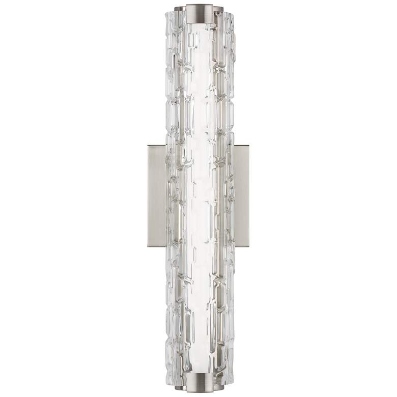 Feiss Cutler 18"H Satin Nickel and Rock Glass Wall Sconce