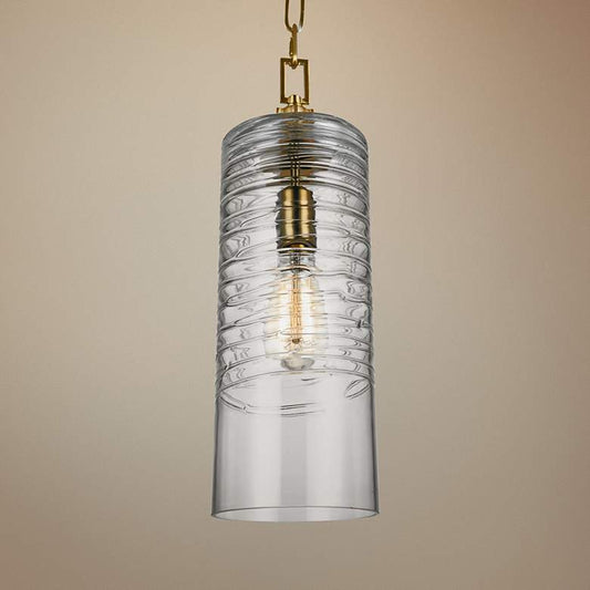 Feiss Elmore 6" Wide Burnished Brass Cylinder Mini Pendant