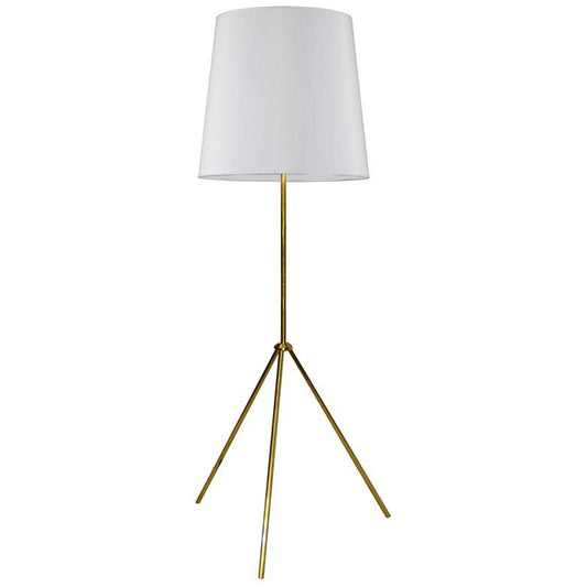 Finesse Aged Brass Tripod Floor Lamp w/ JTone White Shade