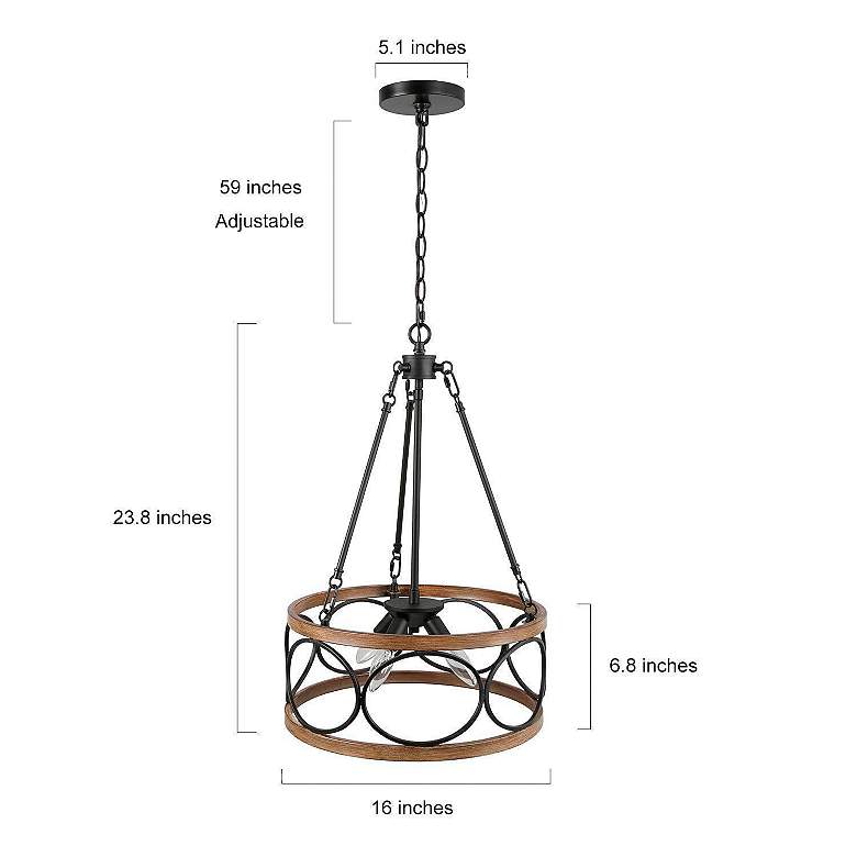 Follio 16" Wide Pine Faux Wood 4-Light Chandelier