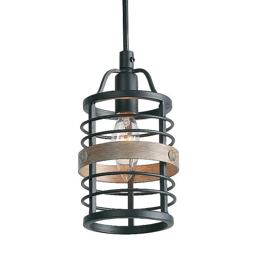 Fordan 4 3/4" Wide Dark Gray Wood Mini Pendant
