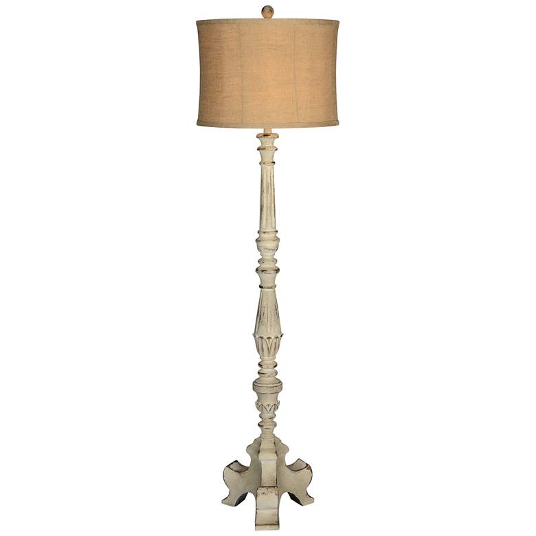 Forty West Davis Distressed Cream Resin Floor Lamp