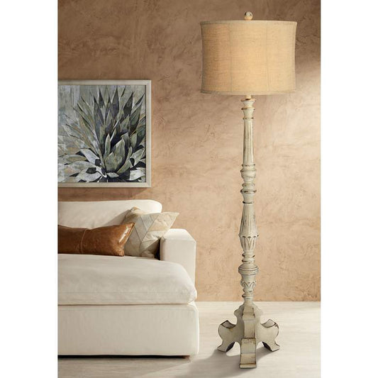 Forty West Davis Distressed Cream Resin Floor Lamp