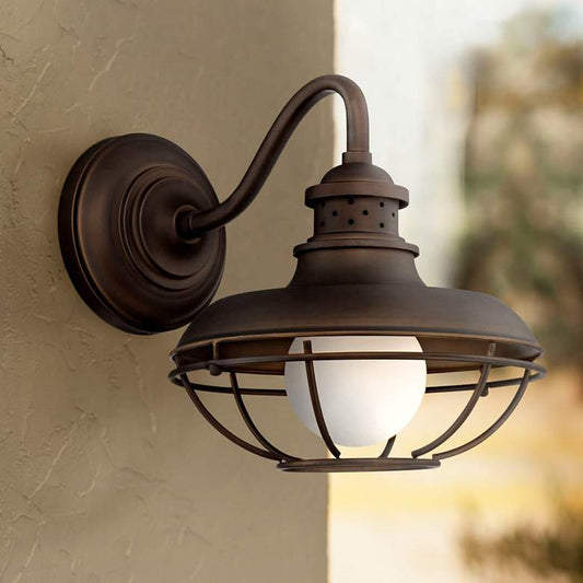 Franklin Park 13" High Metal Cage Outdoor Wall Light