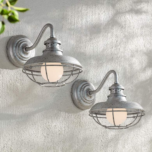 Franklin Park 13" High Galvanized Steel Outdoor Wall Light Set of 2