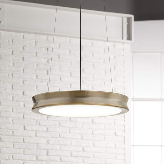 Fusion™ Bevel 12 1/2"W Brushed Brass LED Pendant Light