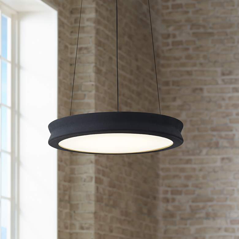 Fusion™ Bevel 12 1/2"W Matte Black LED Pendant Light