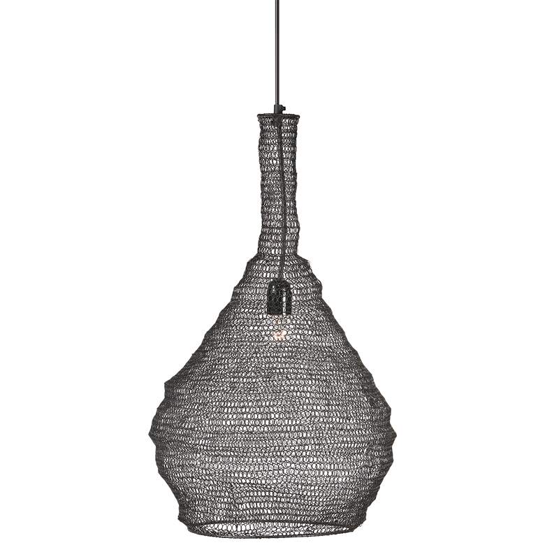 Garatun 15" Wide Black Mesh Metal Pendant Light
