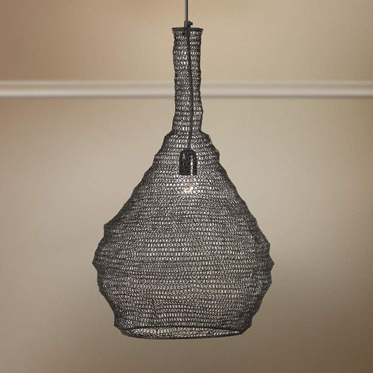 Garatun 15" Wide Black Mesh Metal Pendant Light