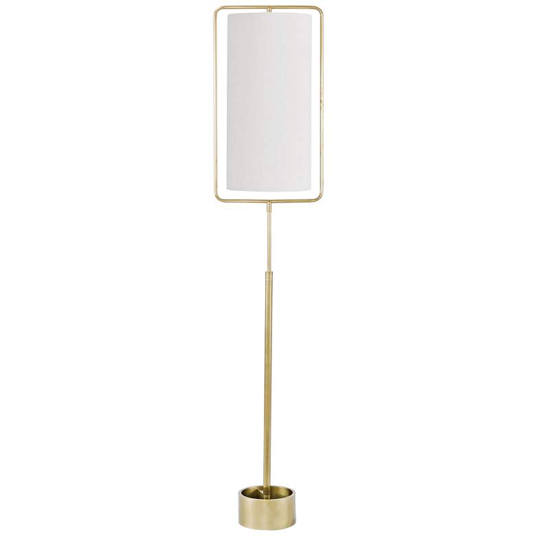 Geo Rectangle Natural Brass Metal Floor Lamp