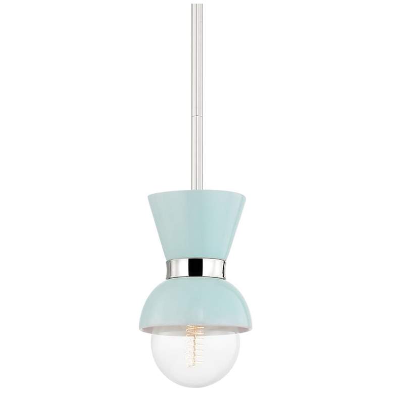 Gillian 1 Light Pendant - Polished Nickel/Ceramic Gloss Robins Egg Blue