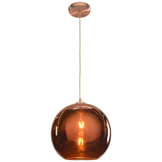 Glow E26 LED Pendant - 12" - Brushed Copper Finish - Copper Glass Diff