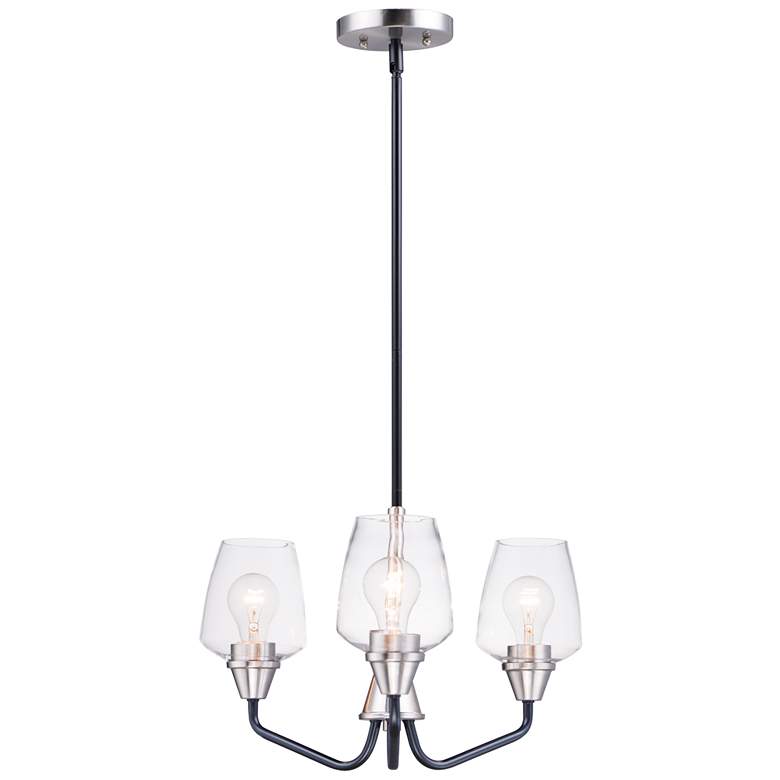 Goblet 3 Light 19" Wide Black/Satin Nickel Chandelier