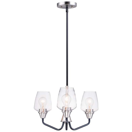 Goblet 3 Light 19" Wide Black/Satin Nickel Chandelier