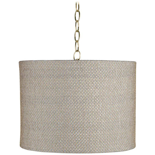 Gray and Gold 15" Wide Antique Brass Shaded Pendant Light