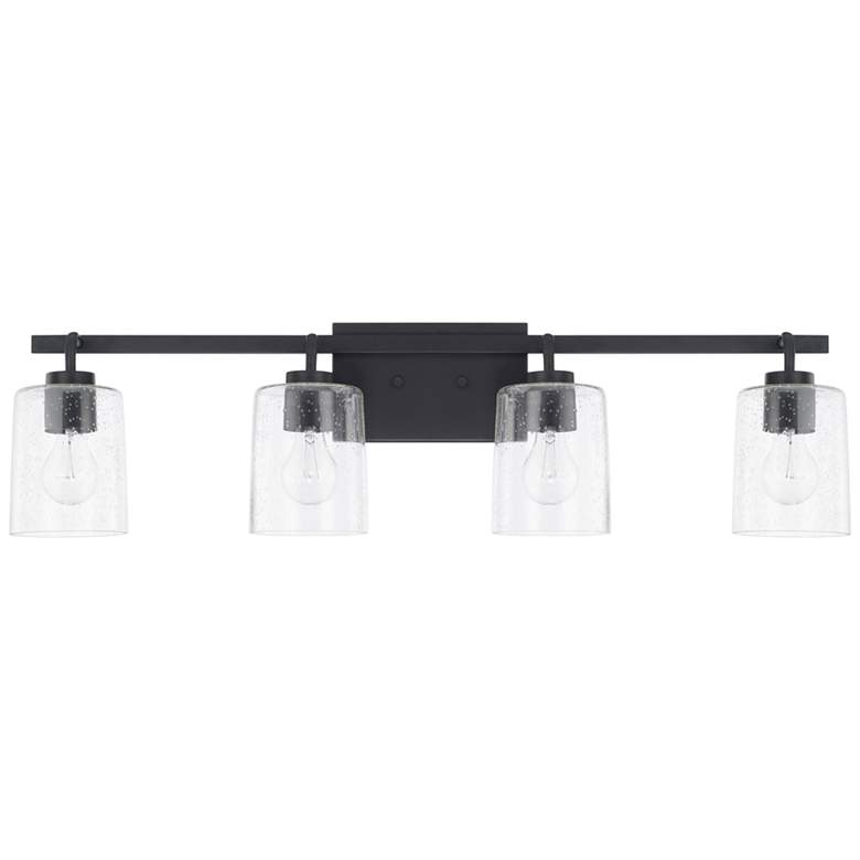 Greyson 34 1/2" Wide Matte Black 4-Light Vanity Bath Light