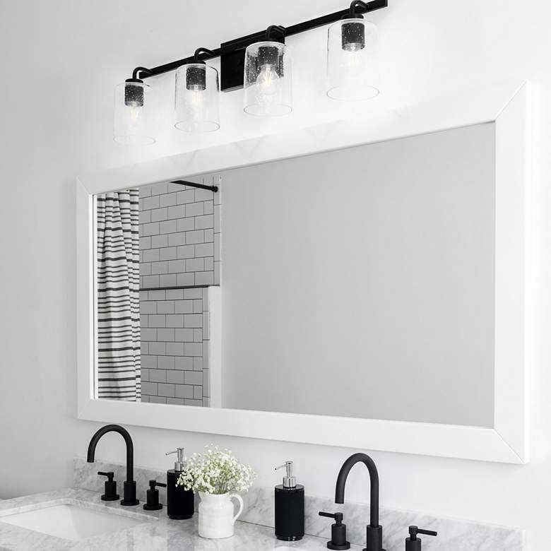 Greyson 34 1/2" Wide Matte Black 4-Light Vanity Bath Light