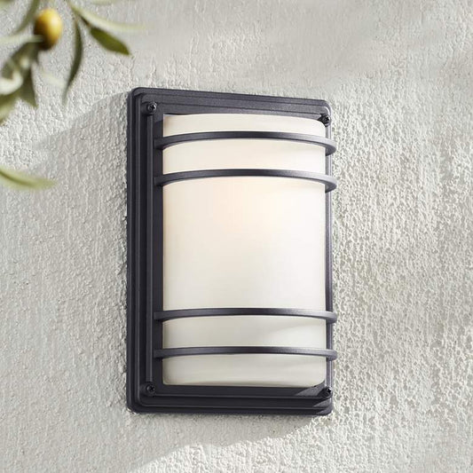 Habitat 11" High Black and Frosted Glass Outdoor Wall Light