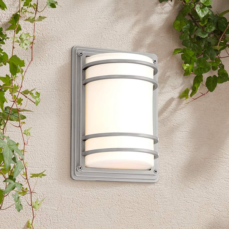 Habitat 11" High Silver and Opal Glass Outdoor Wall Light