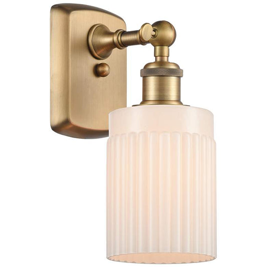 Hadley 5" LED Sconce - Brass Finish - Matte White Shade