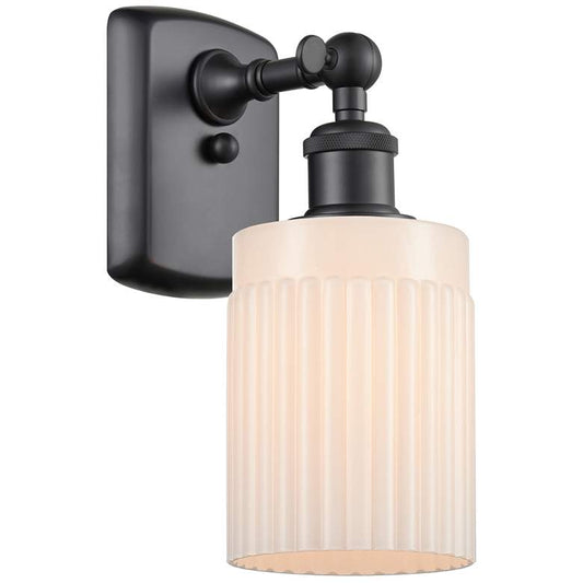 Hadley 5" LED Sconce - Matte Black Finish - Matte White Shade